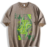 Queen of Clubs for St. Patrick's Day Vintage Washed T-Shirt in Brown