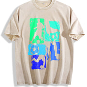 Soccer Collage Vintage Washed T-Shirt in Beige