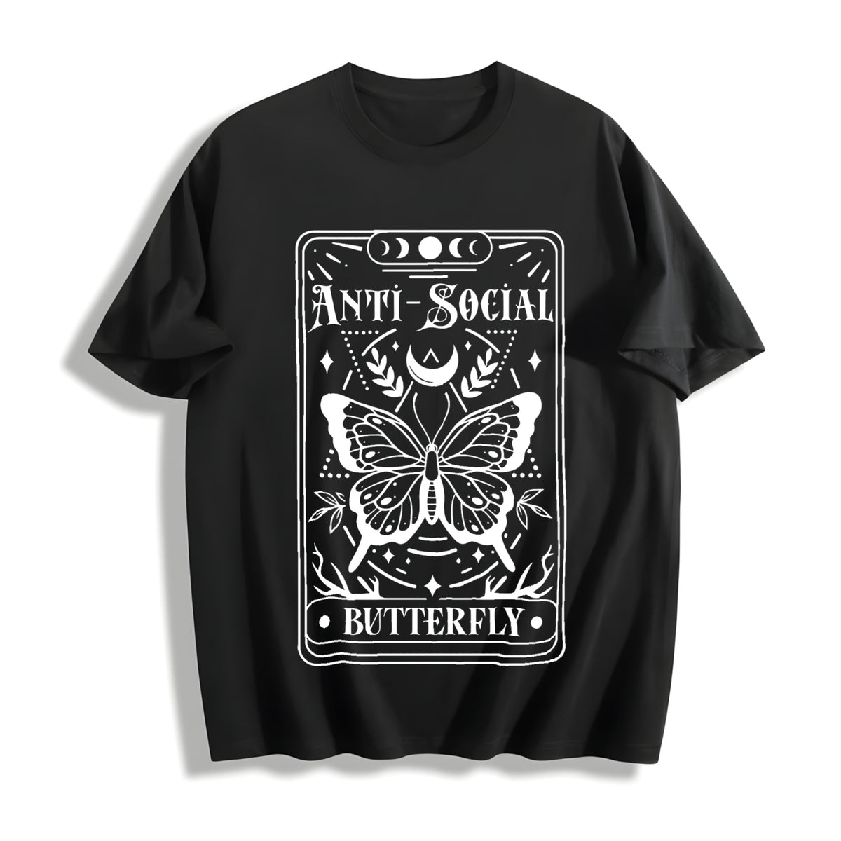 Butterfly Knitted Loose-fitting Cotton T-Shirt in Black