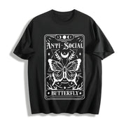 Butterfly Knitted Loose-fitting Cotton T-Shirt in Black