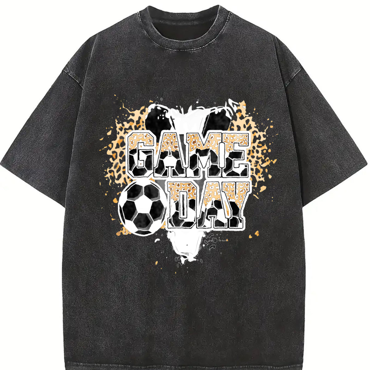 Game Day Soccer Vintage Washed T-Shirt in Black
