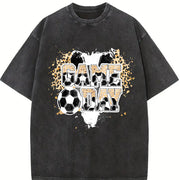 Game Day Soccer Vintage Washed T-Shirt in Black