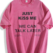 Just We Can Talk Later Vintage Washed T-Shirt in Red