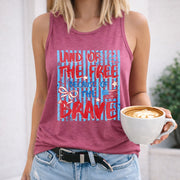 Land of the Free Because of the Brave Women's Color Cotton Tank Top in Red