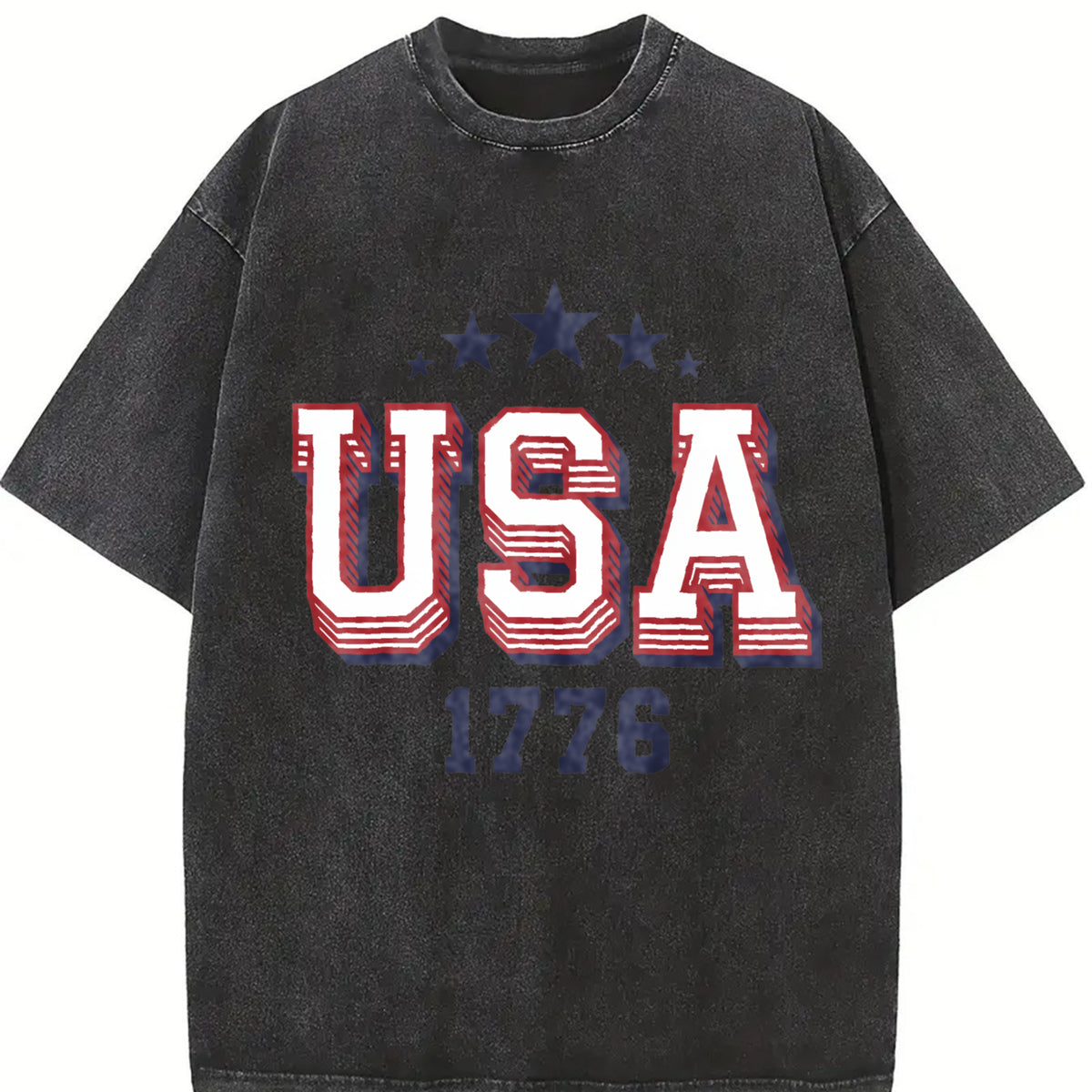 USA 1776 Vintage Washed T-Shirt in Black