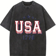 USA 1776 Vintage Washed T-Shirt in Black