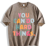 Loose- Basic Fashionable Short-sleeve Vintage Washed T-Shirt in Brown