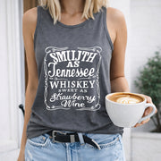 Smooth as Tennessee Whiskey Sweet as Strawberry Wine Women's Color Cotton Tank Top in Gray