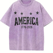 America 1776-2026 Vintage Washed T-Shirt in Purple