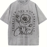 Religious Fearfully and Wonderfully Made Vintage Washed T-Shirt in Gray