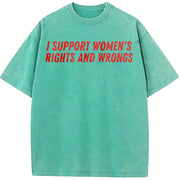 Batik I Support Rights And Wrongs Slogan S-5XL Fit vintage washed oversized T-shirt in Blue