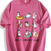 Just a Goose Cute Silly Goose Vintage Washed T-Shirt in Red