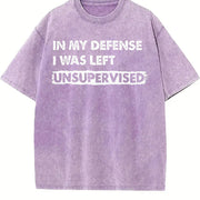 In My Defense I Was Unsupervised Misbehaving Adulting Joke Vintage Washed T-Shirt in Purple