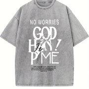 Jesus Is King Christian Collage Vintage Washed T-Shirt in Gray
