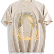 Retro Astronaut in the Space Vintage Washed T-Shirt in Beige