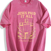 Retro 230 Pure 'JESUS PAID IT ALL' Letter & Cross vintage washed oversized T-shirt in Red