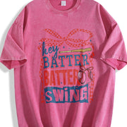 Retro Baseball Batter Swing Vintage Washed T-Shirt in Red