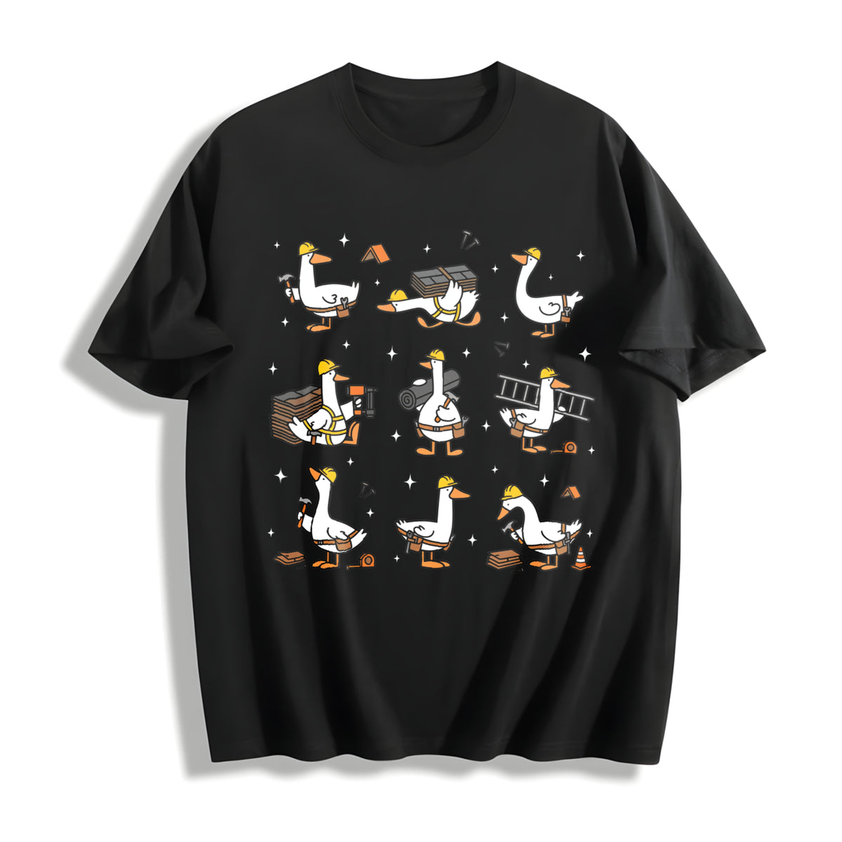 Silly Goose Roofer Cotton T-Shirt in Black