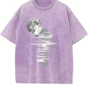 Coastal Granddaughter Sun-faded Statement Full Moon Vintage Washed T-Shirt in Purple