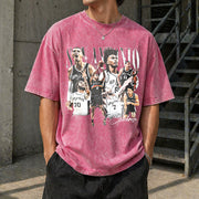 Wembanyama Castle Harper Kornet Vintage Washed T-Shirt in Red