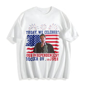 Independence Day Retro USA Fighter Cotton T-Shirt in White