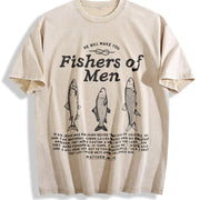 Fishers of Christian Vintage Washed T-Shirt in Beige