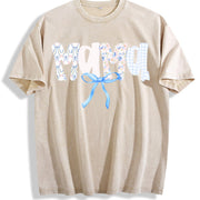 Mama Birthday for Mom Vintage Washed T-Shirt in Beige