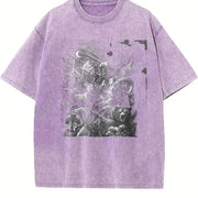 Wildlife Animals 90s Vintage Washed T-Shirt in Purple