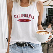 California West Coast Women's Color Cotton Tank Top in White
