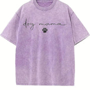 Dog Mama Paw Dog Mom Vintage Washed T-Shirt in Purple