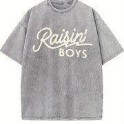 Raising Boys Boy Mom Mama Vintage Washed T-Shirt in Gray