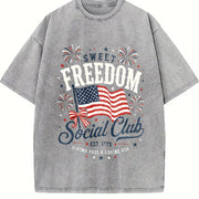 Sweet Freedom Social Club Vintage Washed T-Shirt in Gray