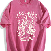I Could Be Meaner Medusa Gorgon Greek Mythology Outfit vintage washed oversized T-shirt in Red