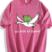 We Ride at Dawn Frog and Goose Chaotic Animal vintage washed oversized T-shirt in Red
