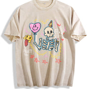 Heavy Distressed Anti-wax with a End Vintage Washed T-Shirt in Beige