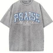 2026230g Faithful Believer Knot Vintage Washed T-Shirt in Gray