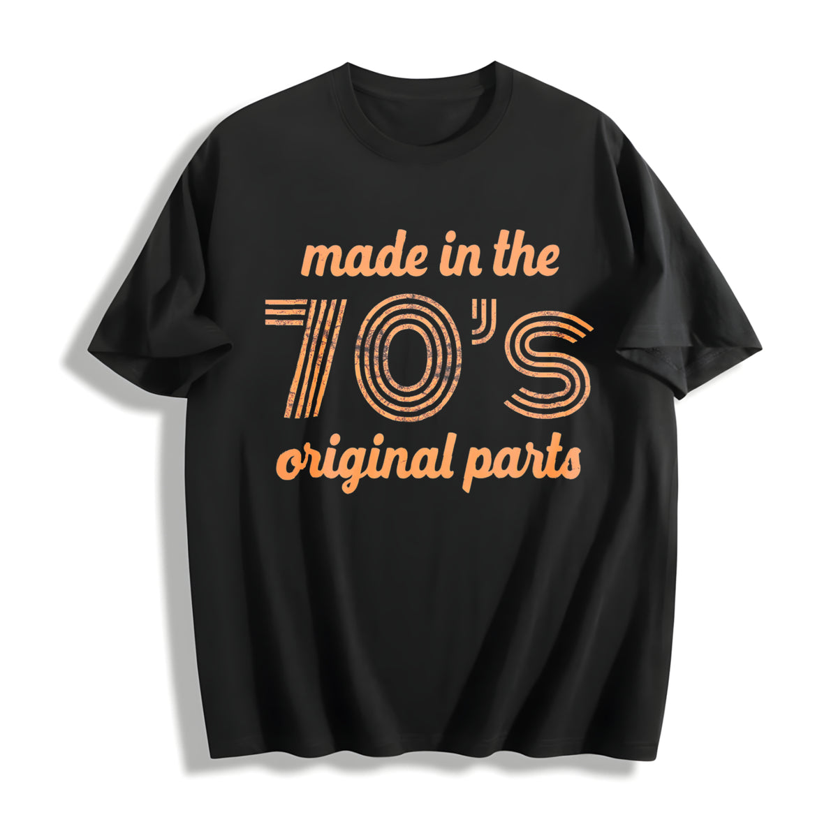 Made in the 70s Original Parts Age Birthday Decade Classic Cotton T-Shirt in Black