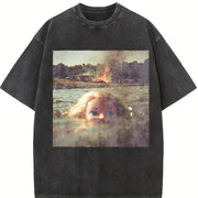 Drowning Glam Doll Vintage Washed T-Shirt in Black