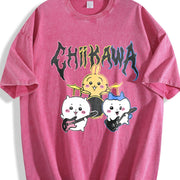 Novelty Chiikawa Pure Rock vintage washed oversized T-shirt in Red