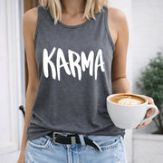 Karma Women's Color Cotton Tank Top in Gray