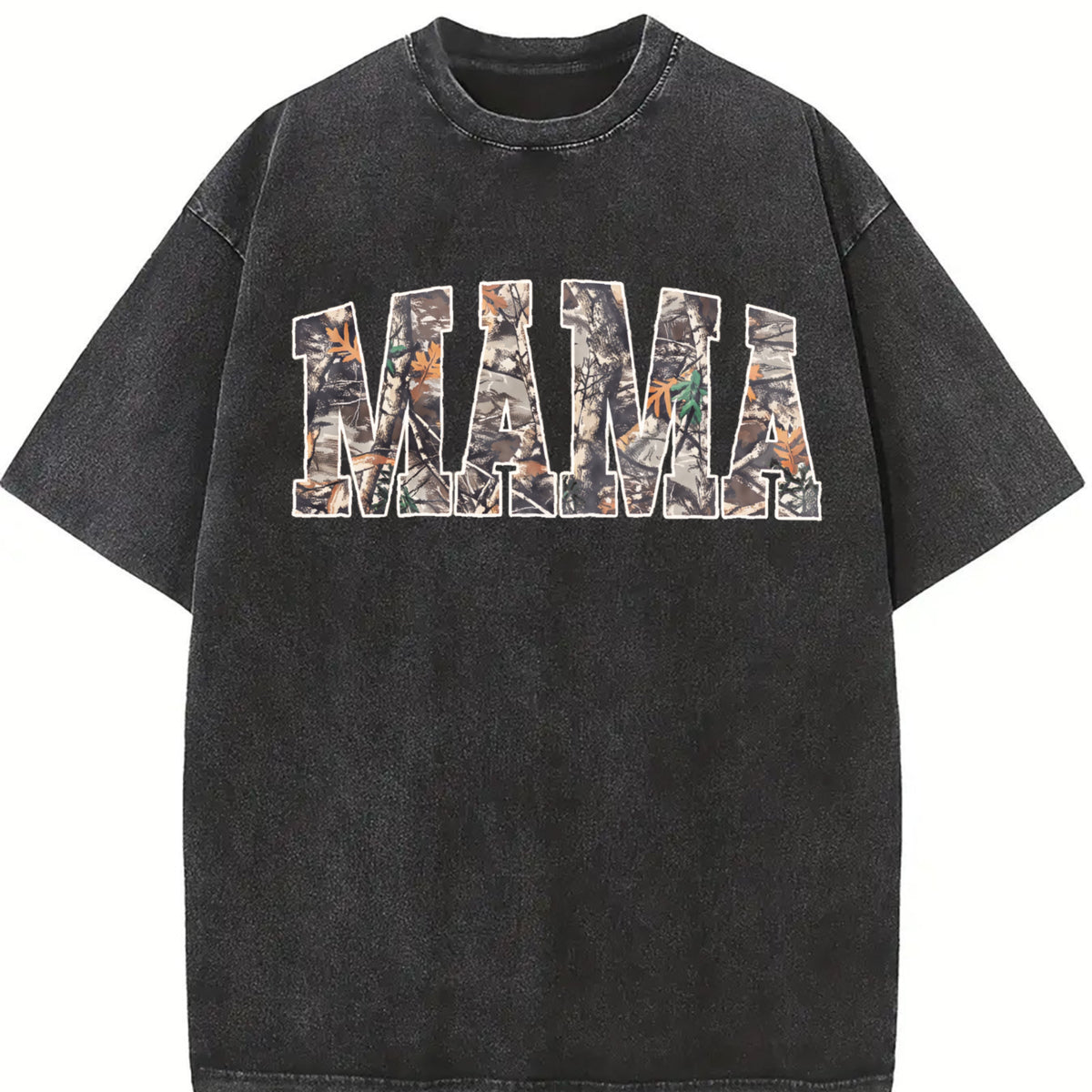 Hunting Mama Camo Mama Mother's Day vintage washed oversized T-shirt in Black