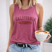 California West Coast Crew-neck Sleeveless Vest Outdoor Women's Color Cotton Tank Top in Red