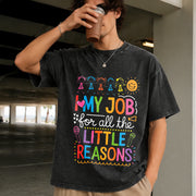 I Love My Job for All the Little Reasons Vintage Washed T-Shirt in Black