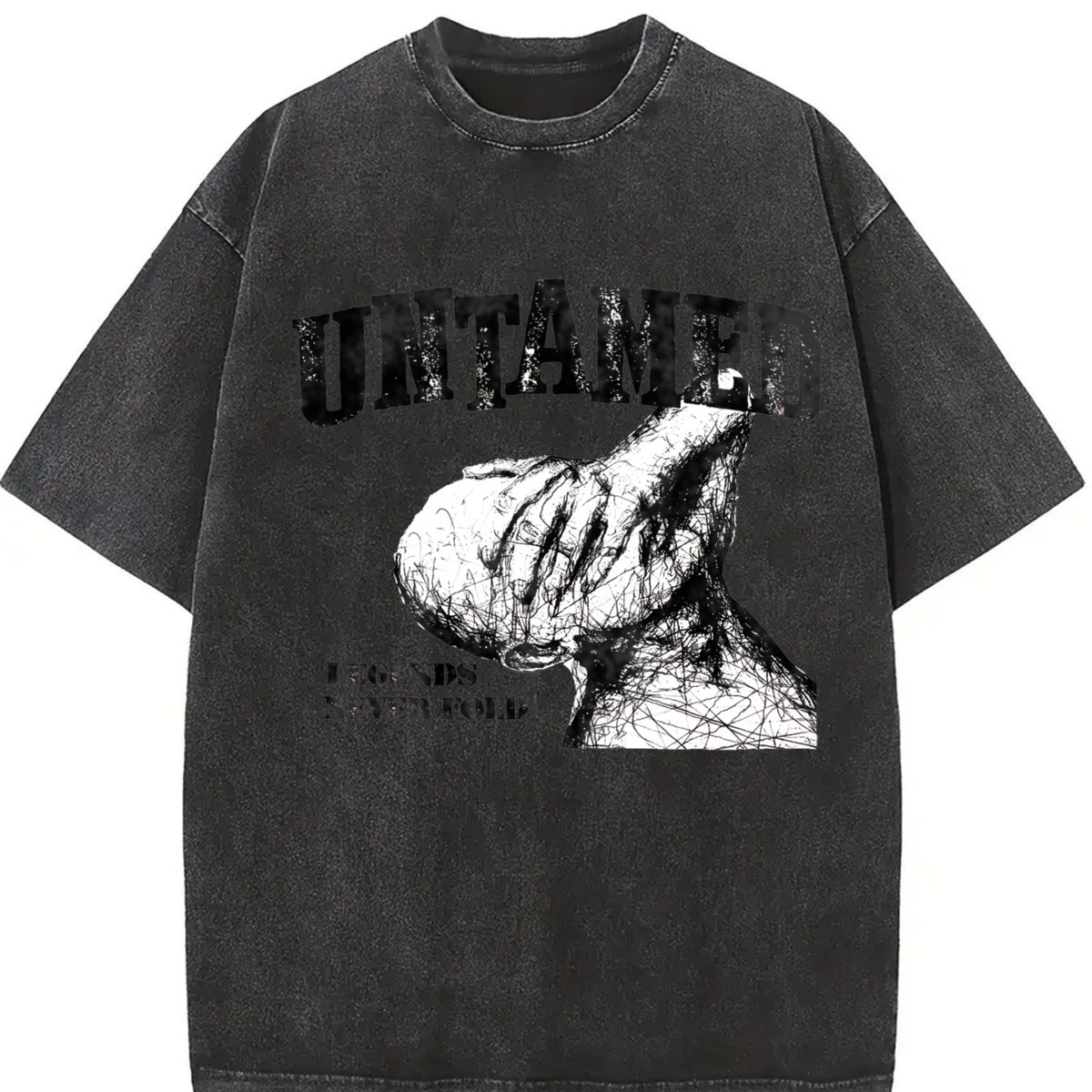 Untamed Legends Never Fold Vintage Washed T-Shirt in Black