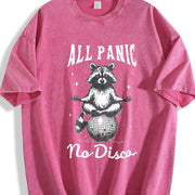 Retro Raccoon All Panic No Disco 90s Vintage Washed T-Shirt in Red