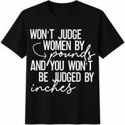 English Letter Scoop Neck Don't JUDGE BY Pounds AND YOU Cotton T-Shirt in Black