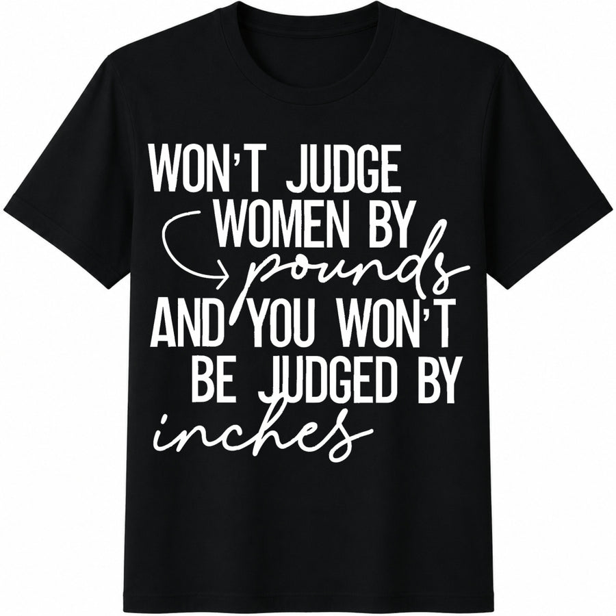 English Letter Scoop Neck Don't JUDGE BY Pounds AND YOU Cotton T-Shirt in Black