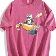 Otter Kayaking Vintage Washed T-Shirt in Red