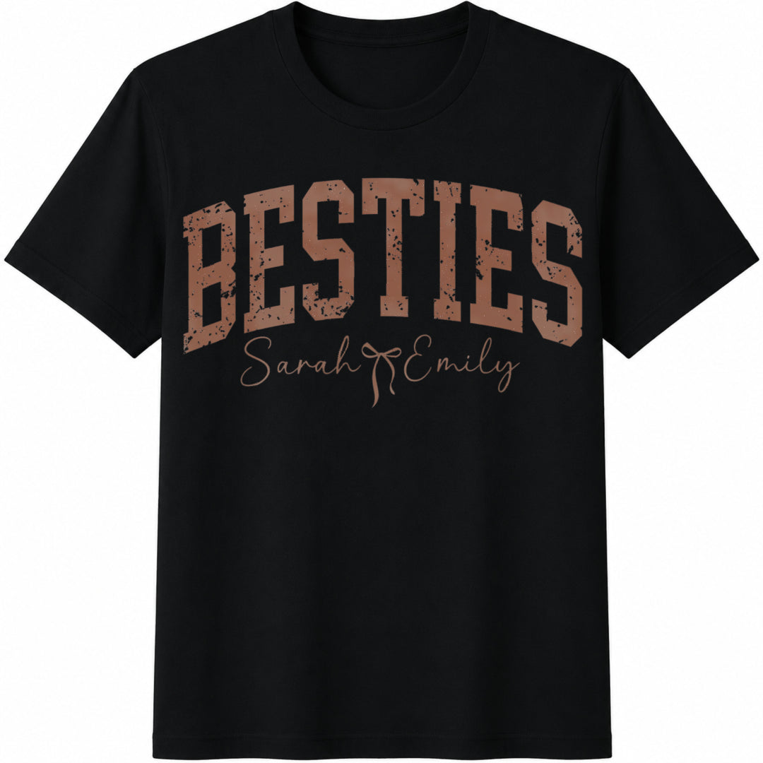 Besties Personalized Best Friend Cotton T-Shirt in Black