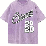 Letter & Figure Tank and Shorts Set Vintage Washed T-Shirt in Purple